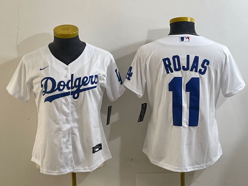 Women Los Angeles Dodgers #11 Rojas White Game 2024 Nike MLB Jersey style 2